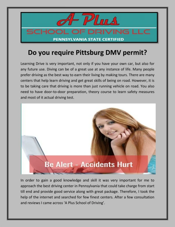 Do you require Pittsburg DMV permit?