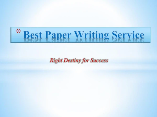 Best Paper Writing Service