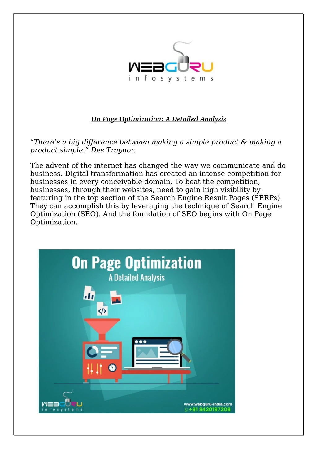 on page optimization a detailed analysis