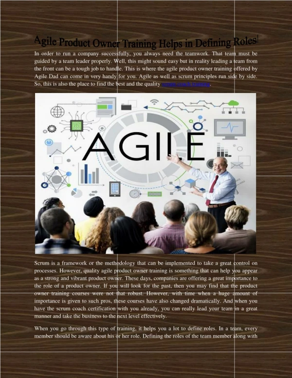 Agile Product Owner Training Helps in Defining Roles!