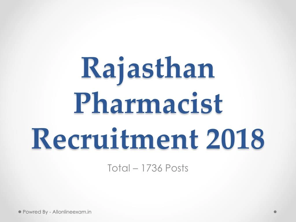 rajasthan pharmacist recruitment 2018