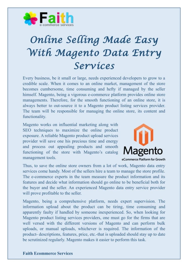 Online Selling Made Easy With Magento Data Entry Services