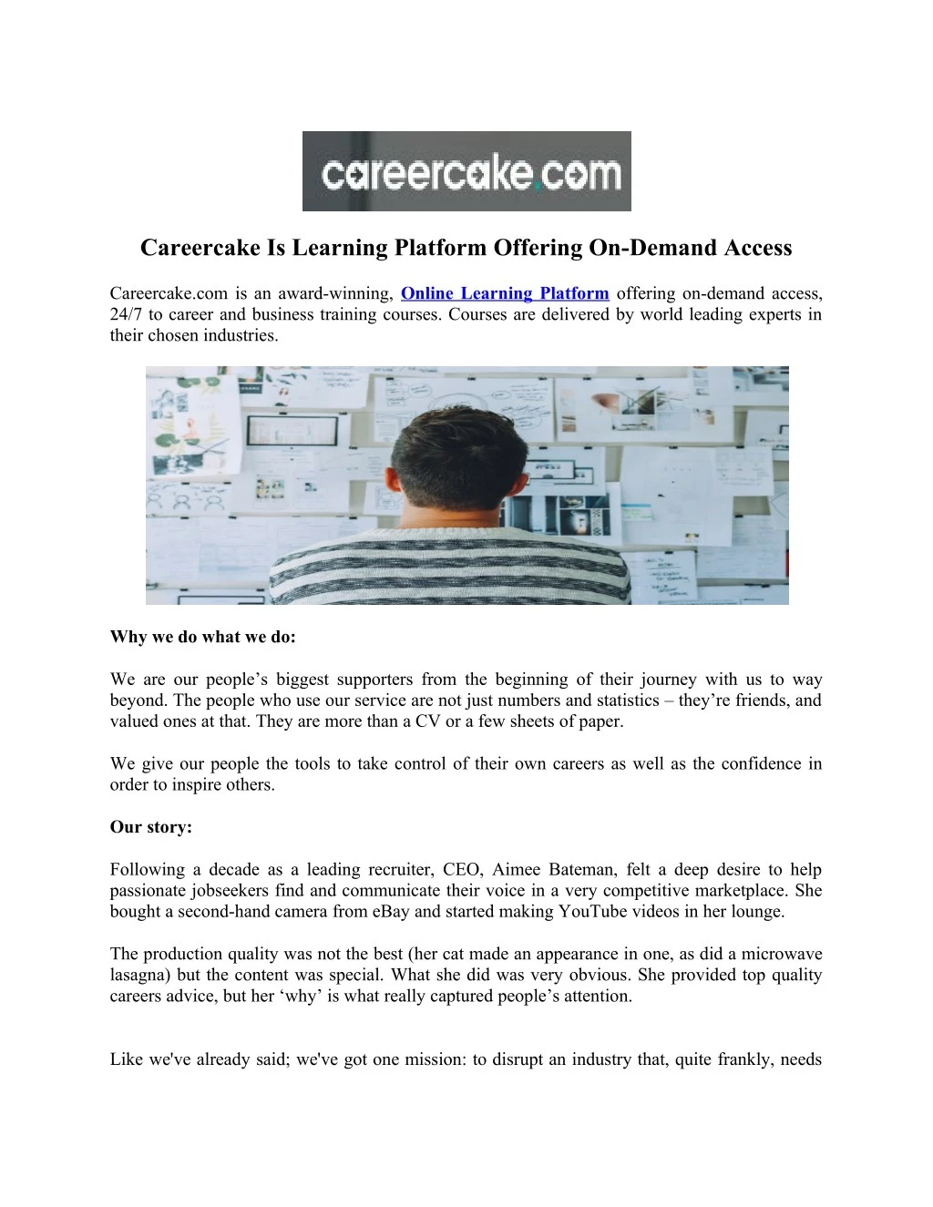 careercake is learning platform offering