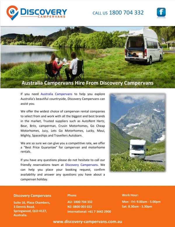 Australia Campervans Hire From Discovery Campervans
