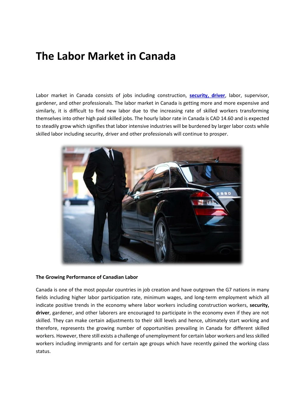 the labor market in canada