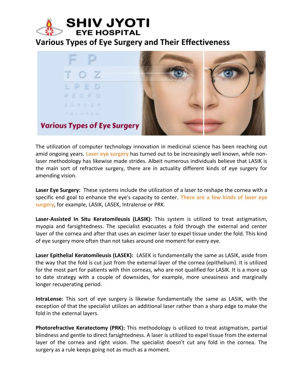 various types of eye surgery and their