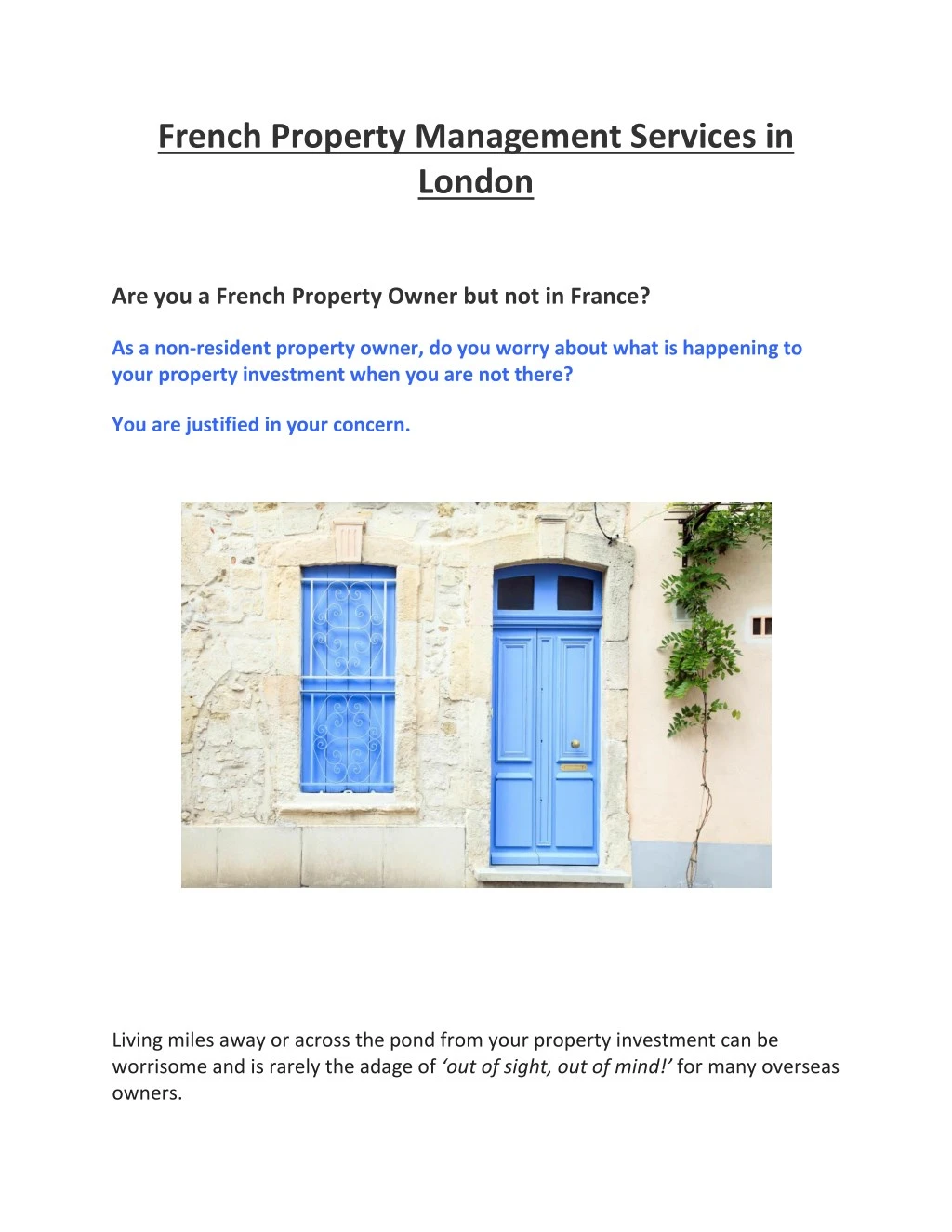 french property management services in london