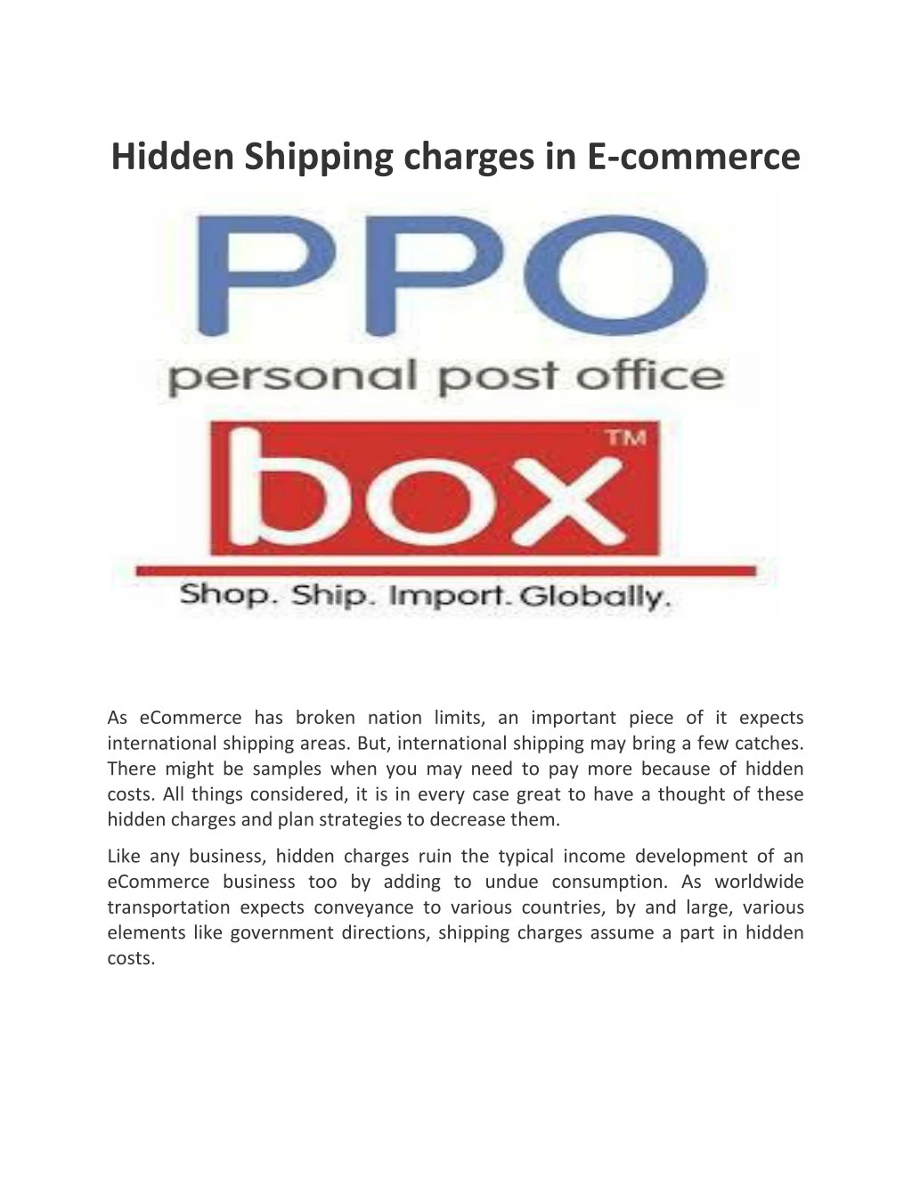 hidden shipping charges in e commerce