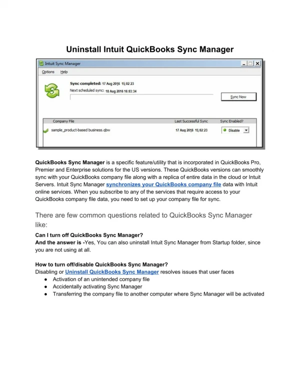 Why need to Turn-off or Uninstall QuickBooks Sync Manager by PosTechie