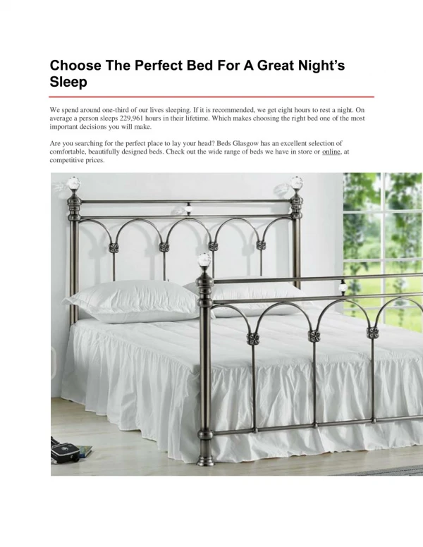 Choose The Perfect Bed For A Great Night’s Sleep