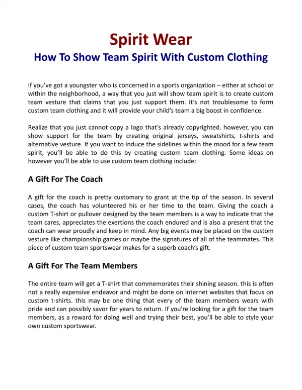 Spirit Wear – How To Show Team Spirit With Custom Clothing