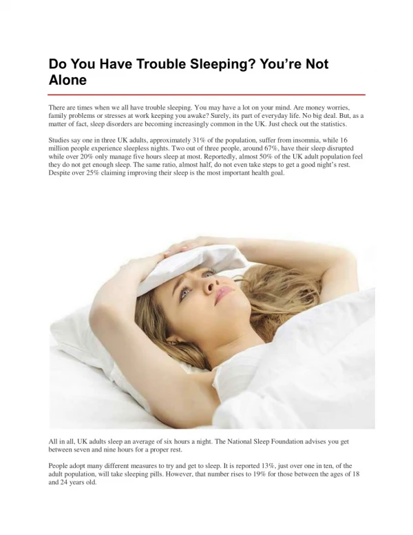 Do You Have Trouble Sleeping? Youâ€™re Not Alone