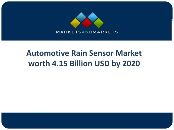 Global Opportunities and Trends of Automotive Rain Sensor Market