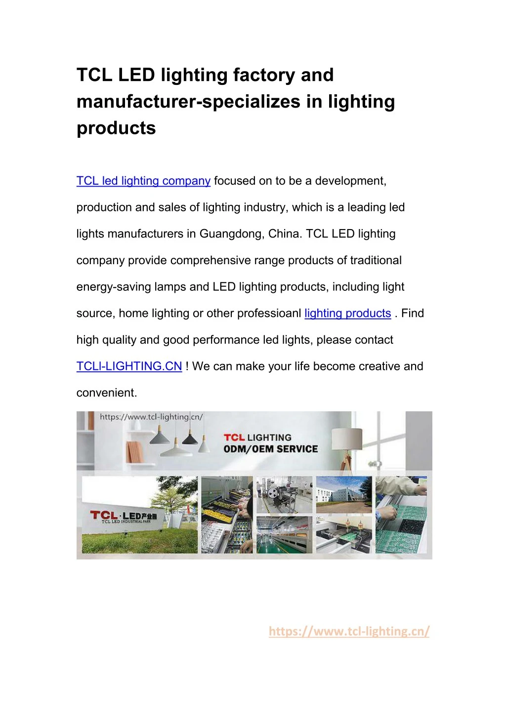 tcl led lighting factory and manufacturer