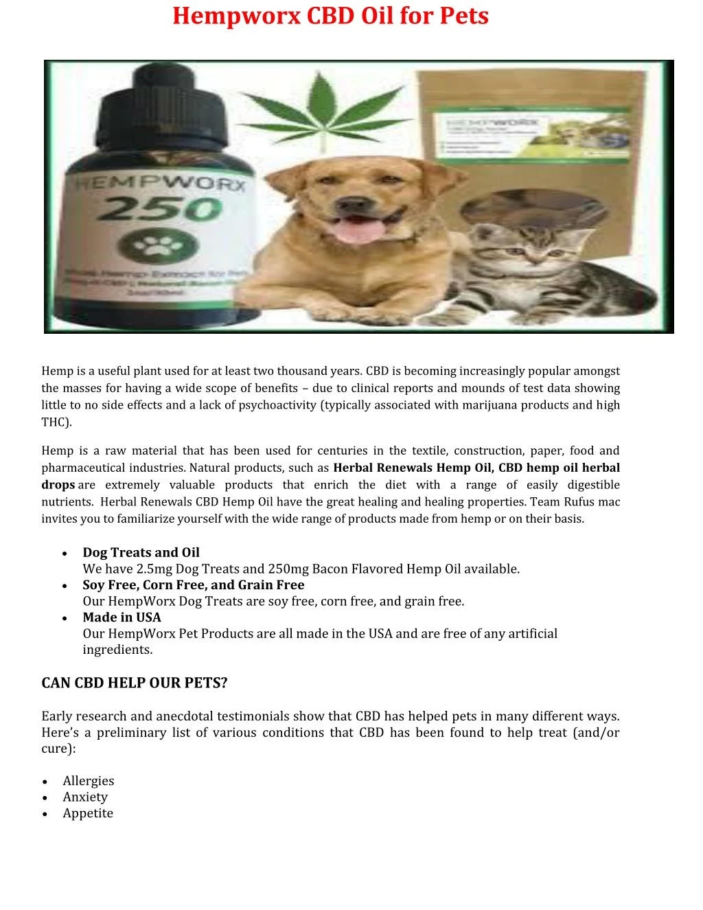 hempworx cbd oil for pets