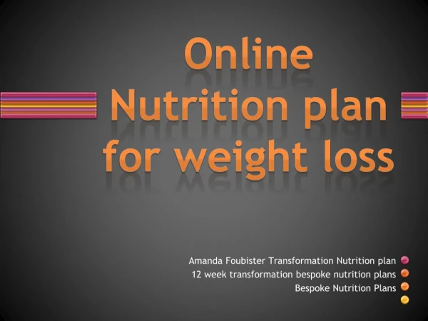 Online Nutrition plan for weight loss