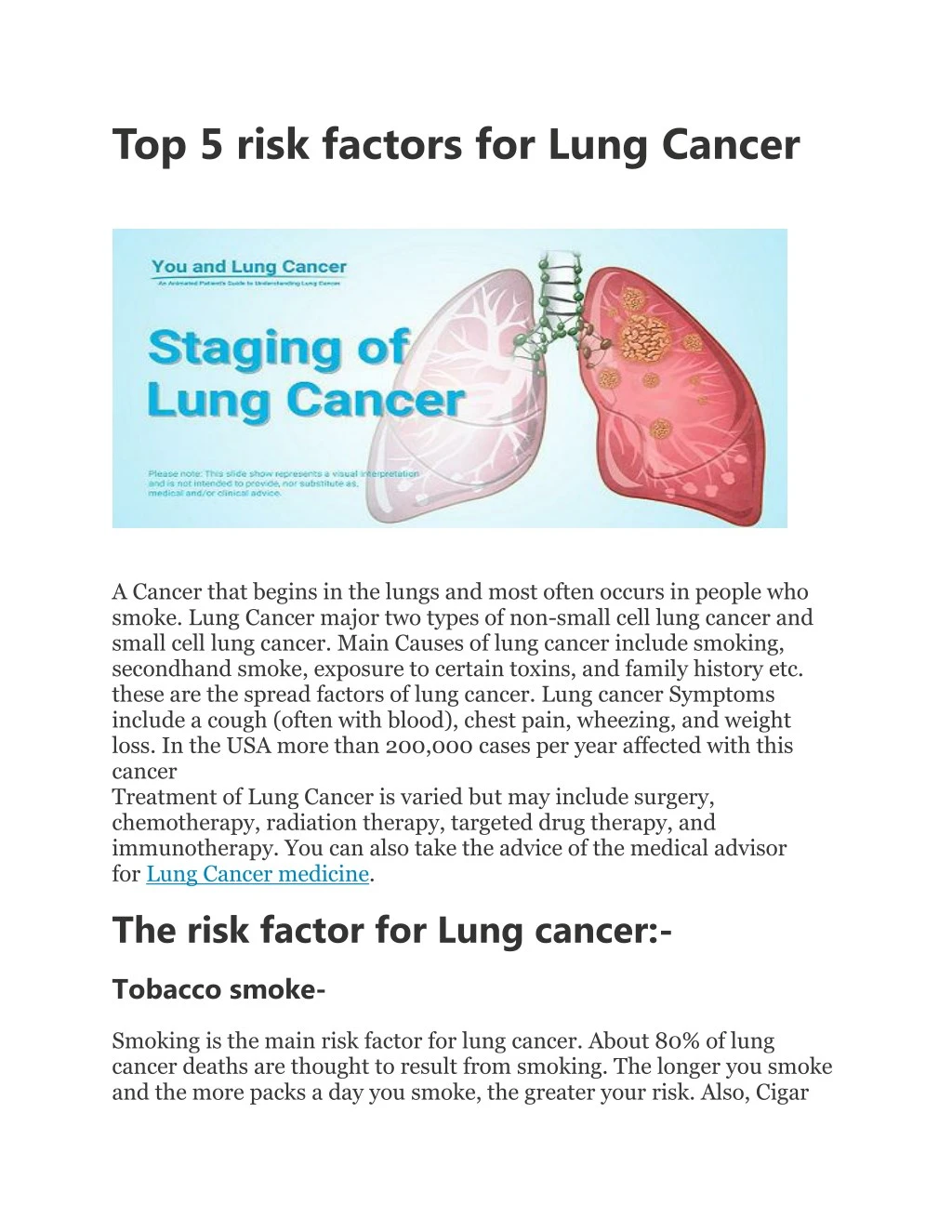 top 5 risk factors for lung cancer