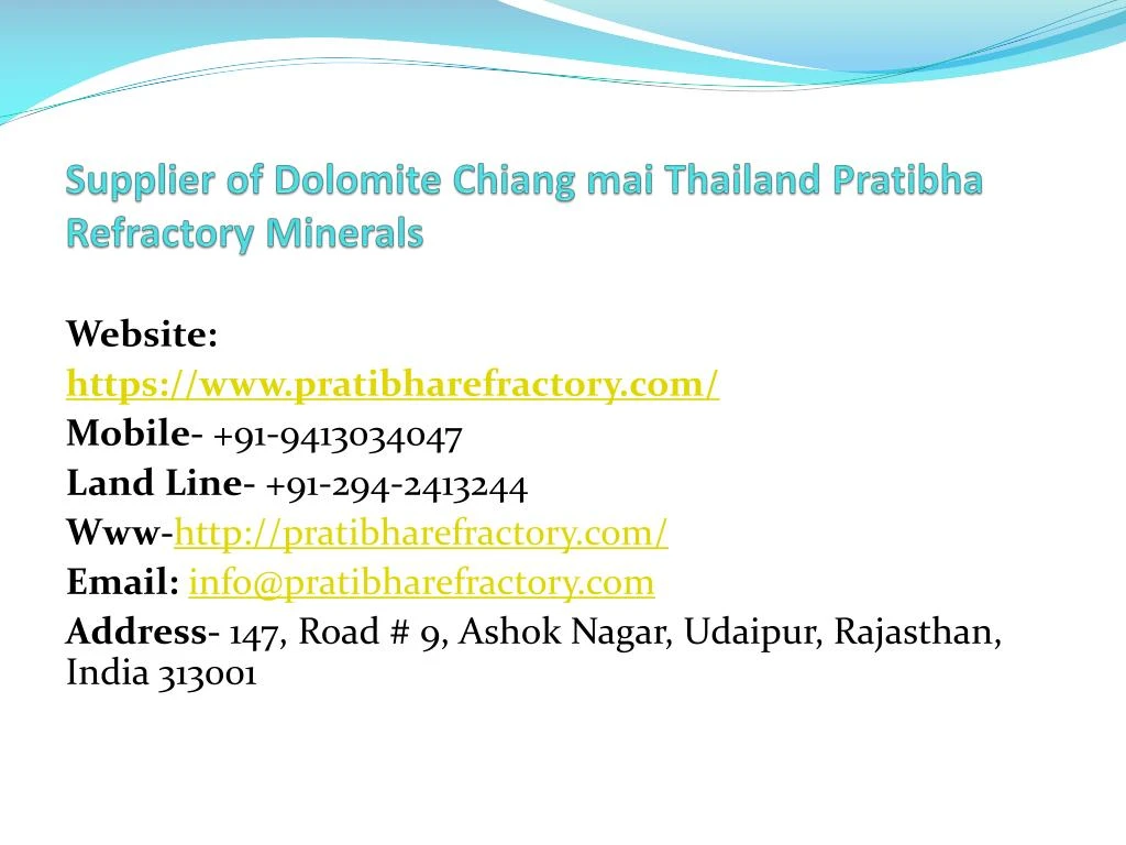 supplier of dolomite chiang mai thailand pratibha refractory minerals