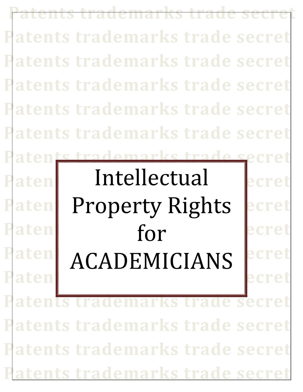 patents trademarks trade secret patents