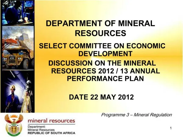 DEPARTMENT OF MINERAL RESOURCES