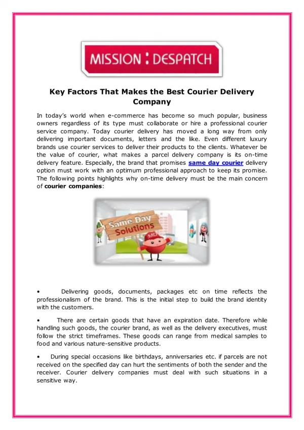 Key Factors That Makes the Best Courier Delivery Company