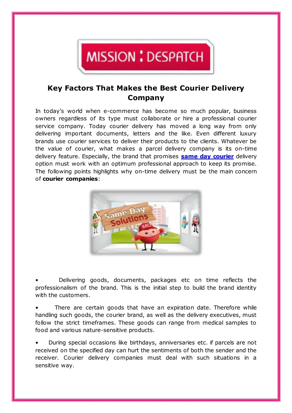 key factors that makes the best courier delivery