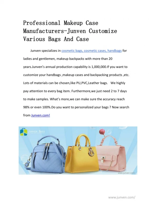 Professional Makeup Case Manufacturers-Junven Customize Various Bags And Case