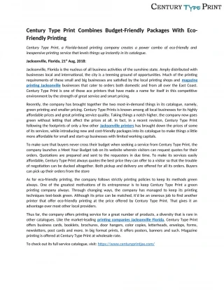 Century Type Print Combines Budget-Friendly Packages with Eco-friendly Printing - slide 1