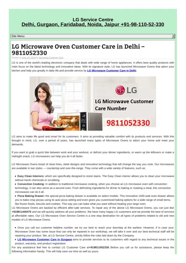 LG Microwave Service Center In Gurgaon