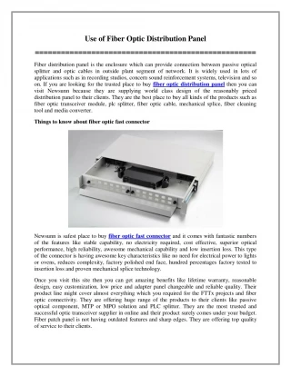 Use of Fiber Optic Distribution Panel - slide 1