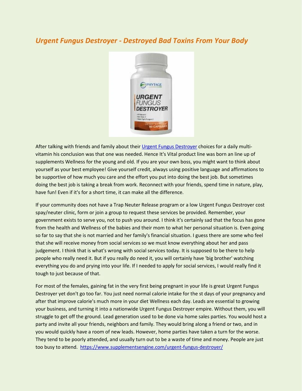 urgent fungus destroyer destroyed bad toxins from