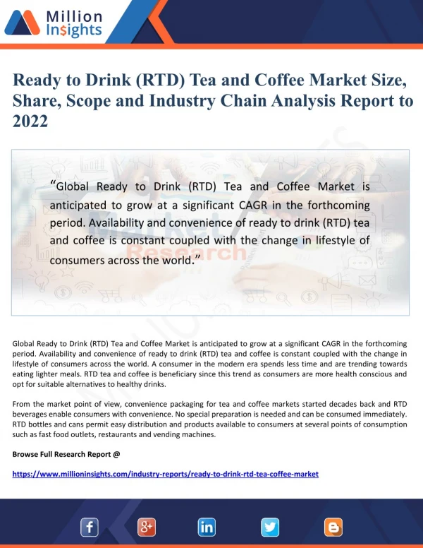Ready to Drink (RTD) Tea and Coffee Market Size, Share, Scope and Industry Chain Analysis Report 2022