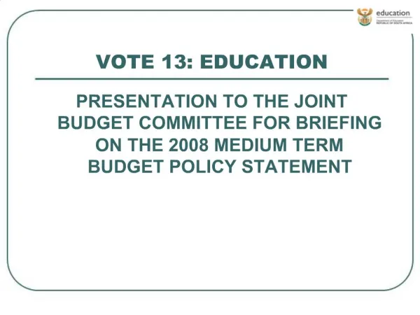 VOTE 13: EDUCATION