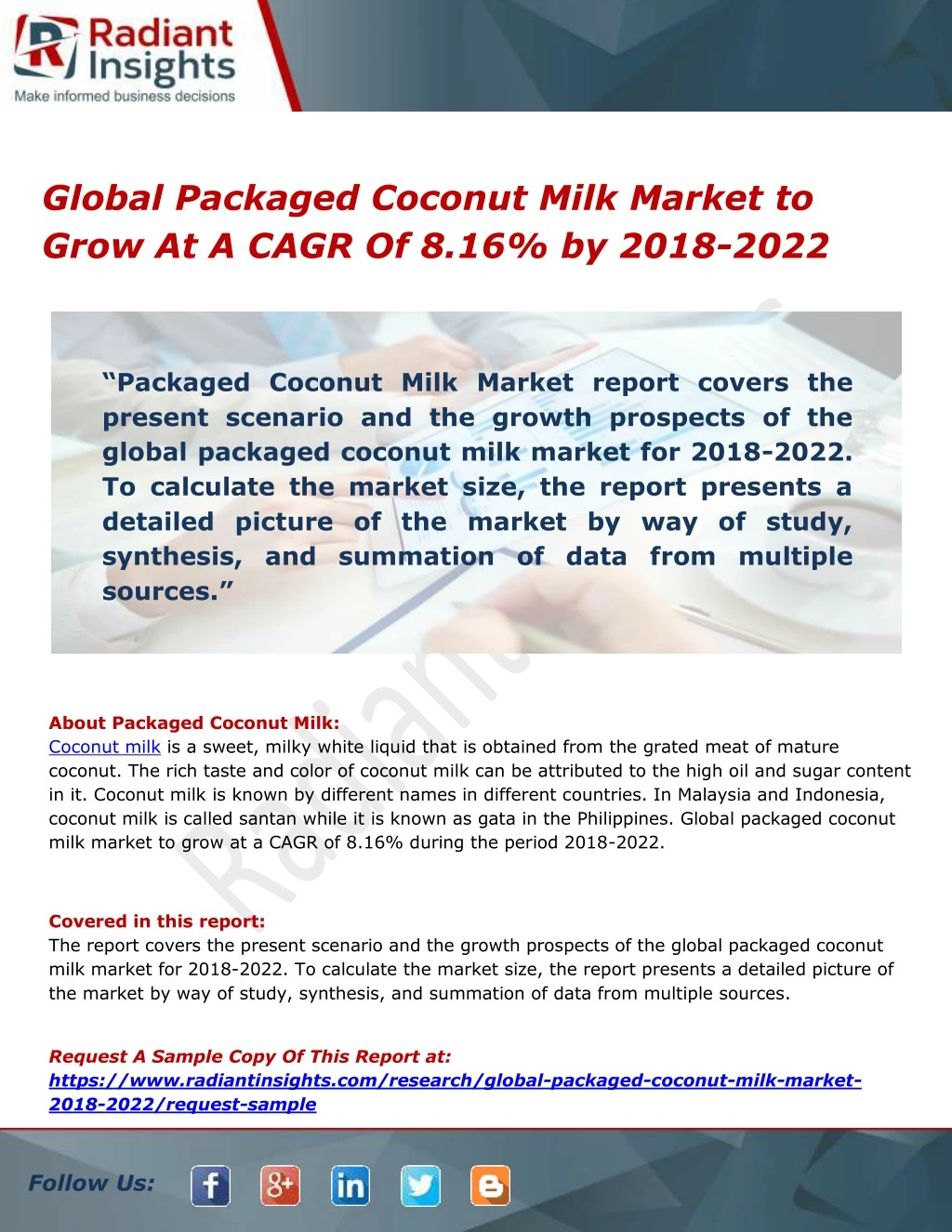 global packaged coconut milk market to grow