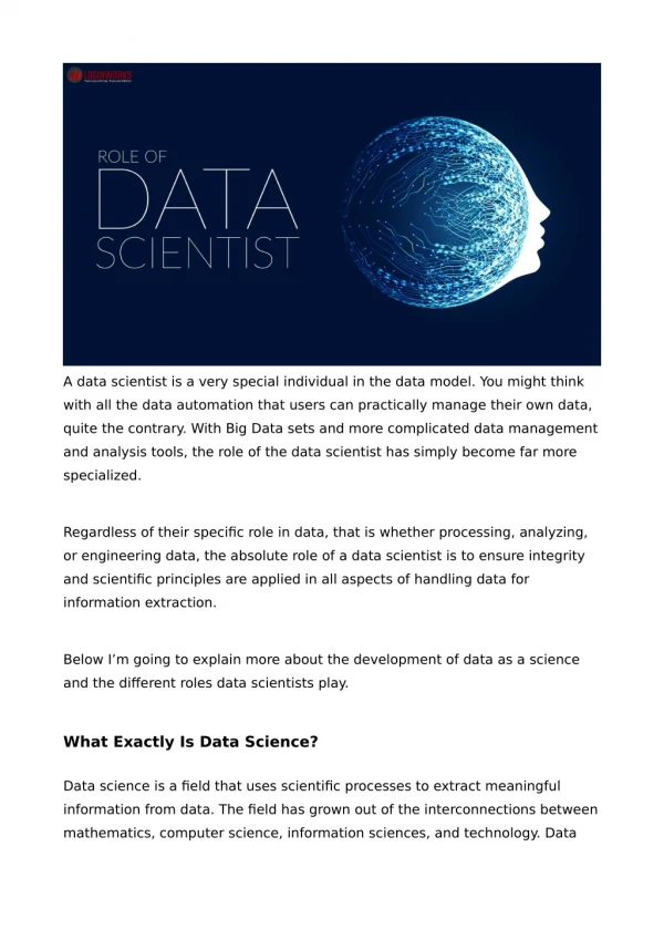 Role of Data Scientist