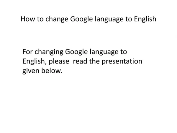 How to change Google language to English