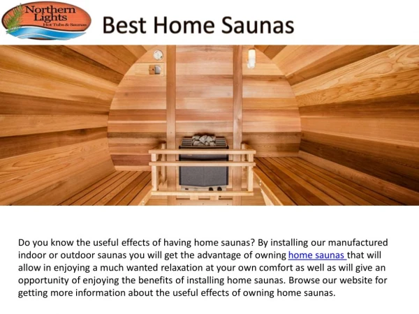 Install Best Home Saunas