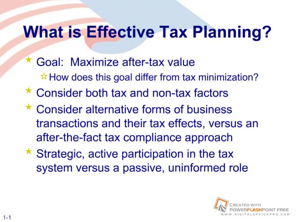 What is Effective Tax Planning