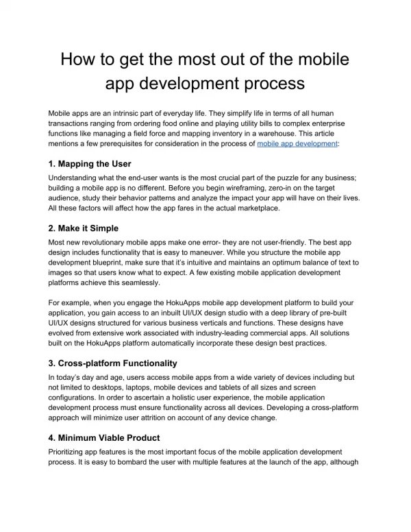 How to get the most out of the mobile app development process