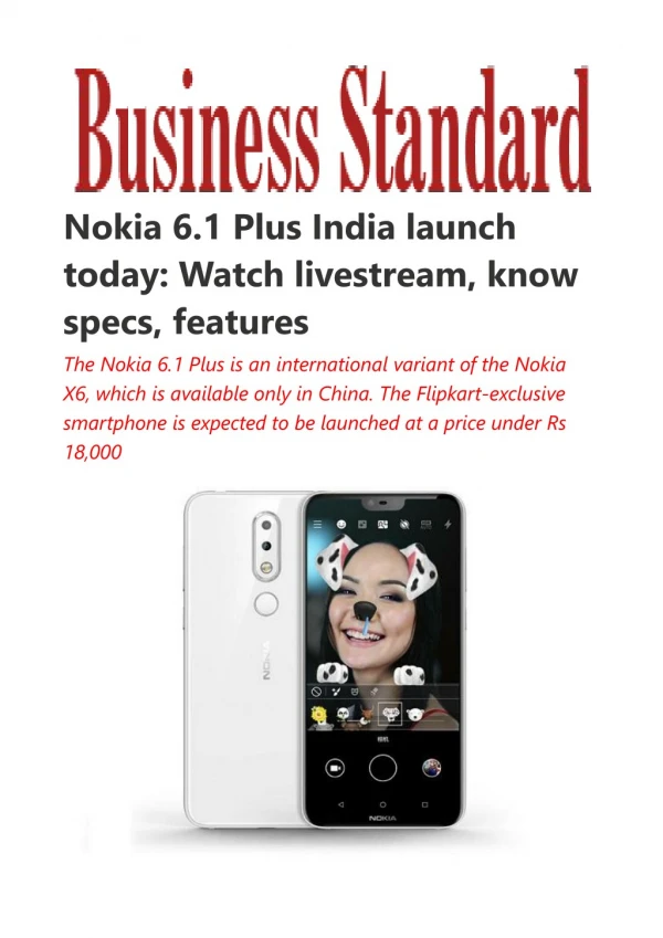 Nokia 6.1 Plus India launch today