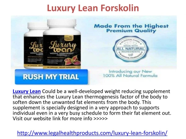 Luxury Lean Forskolin Weight Loss Pills