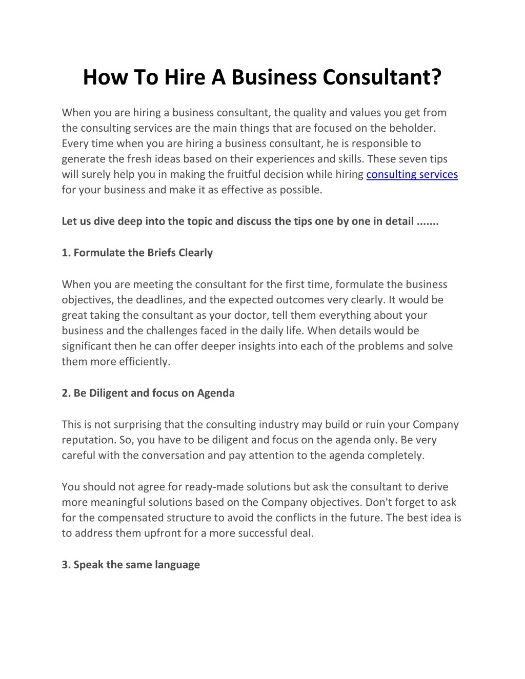 how to hire a business consultant