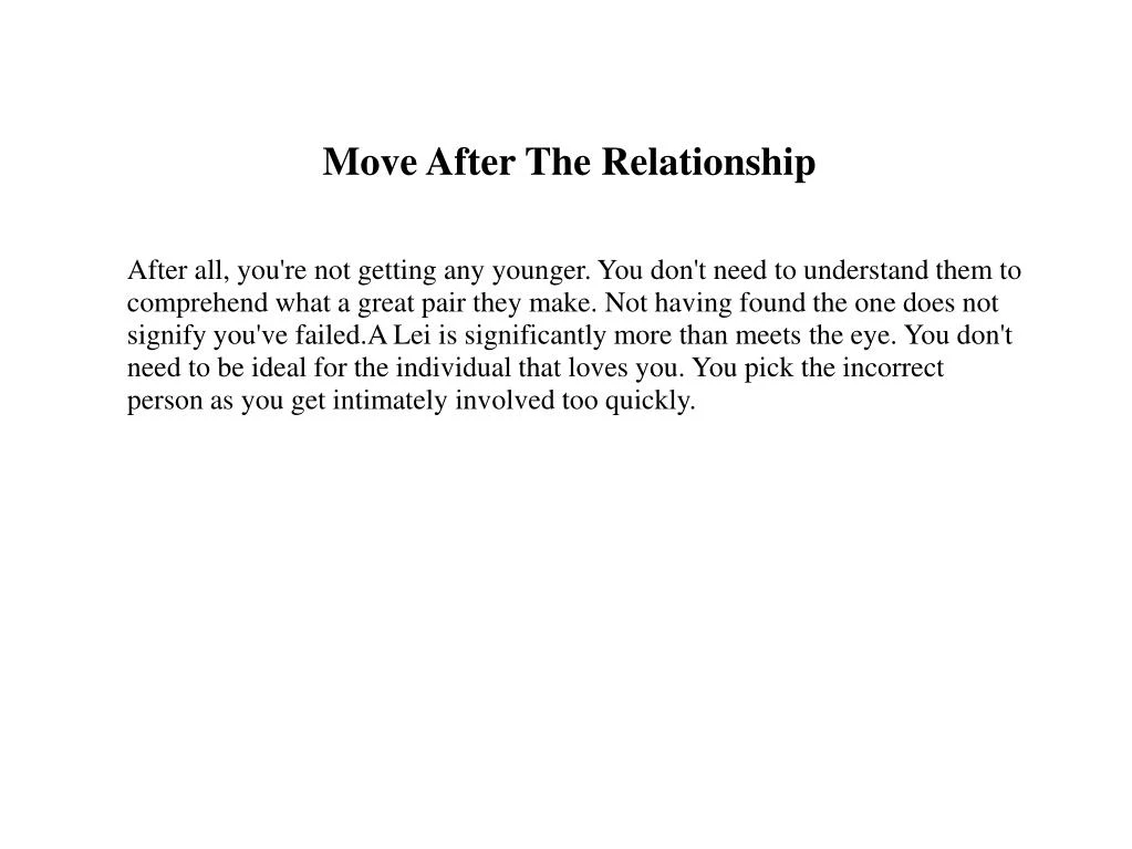 move after the relationship