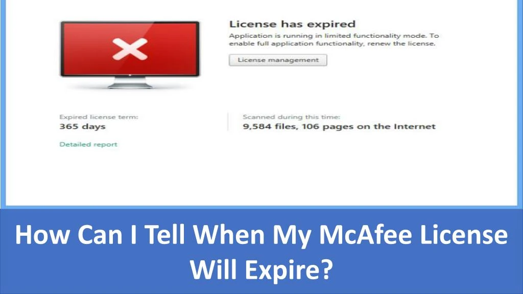 how can i tell when my mcafee license will expire