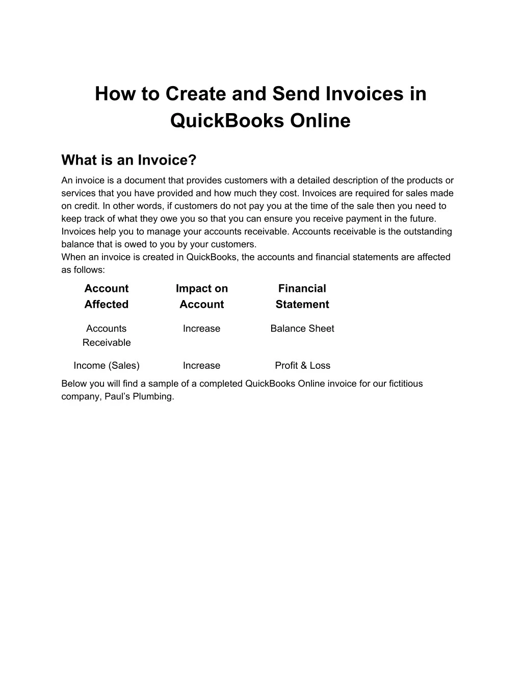 how to create and send invoices in quickbooks