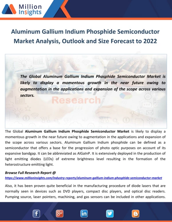 Aluminum Gallium Indium Phosphide Semiconductor Market Analysis, Outlook and Size Forecast to 2022