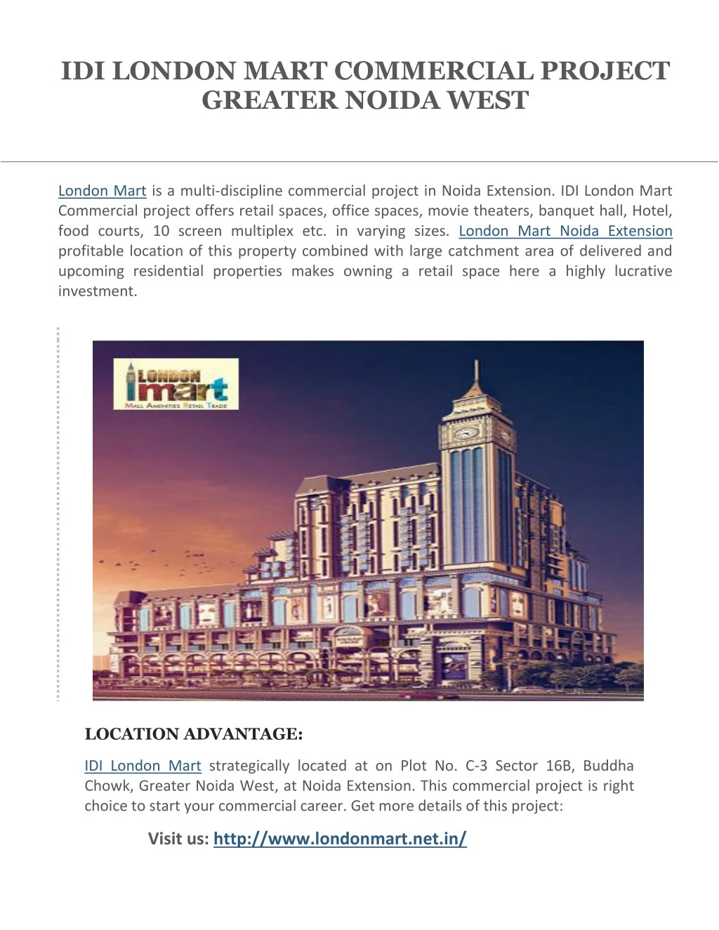 idi london mart commercial project greater noida