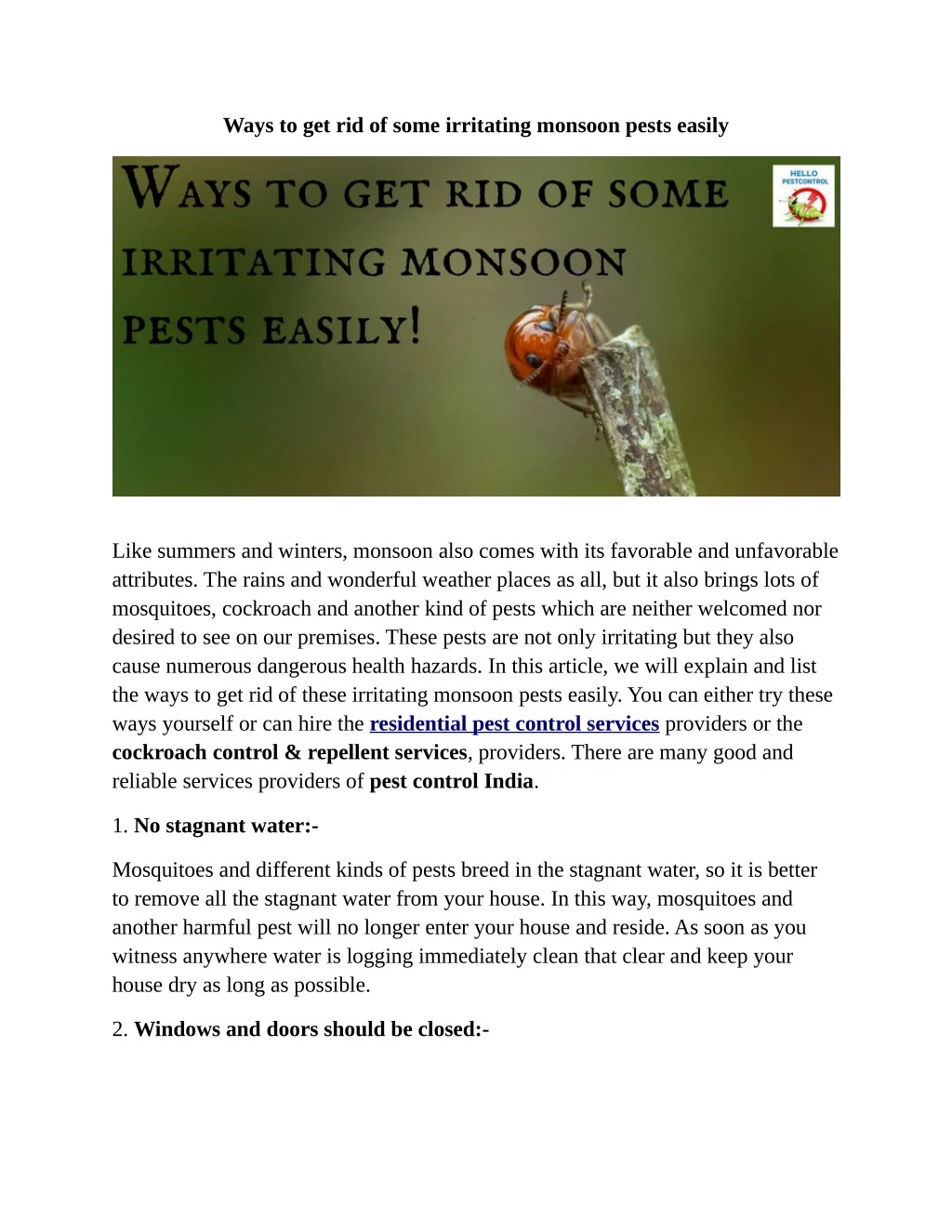 ways to get rid of some irritating monsoon pests