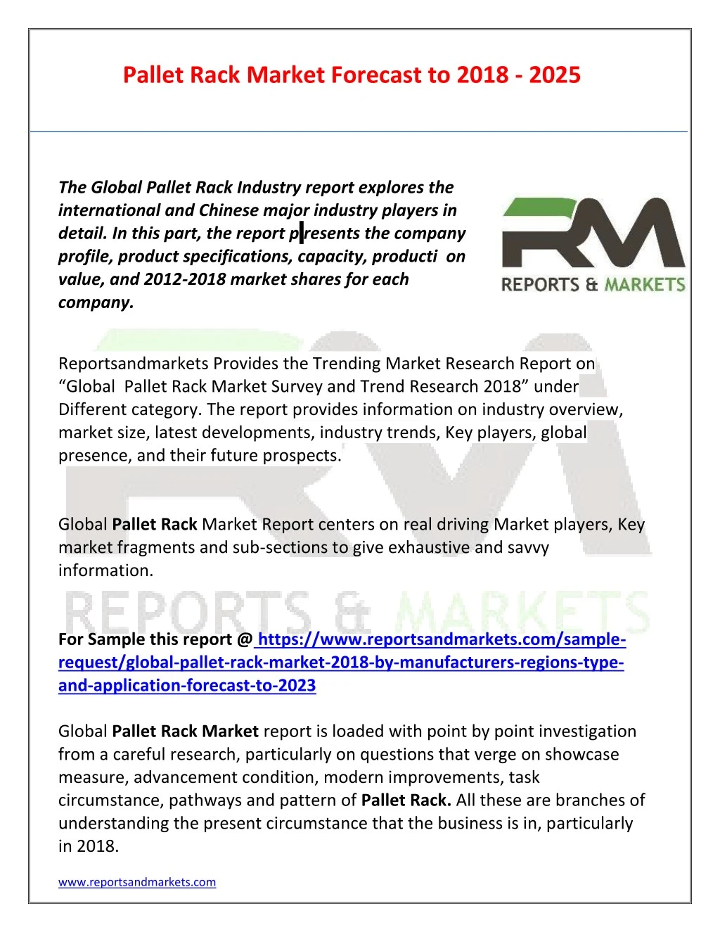 pallet rack market forecast to 2018 2025