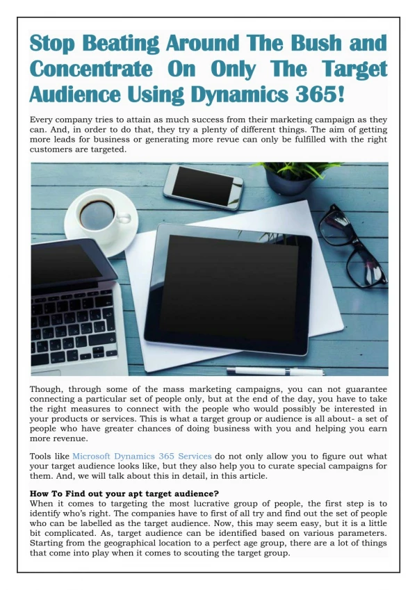 Target Audience Using Dynamics 365